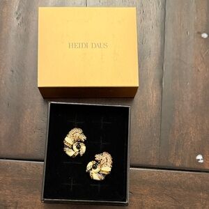Heidi Daus Gold and Black Reptile clip Earrings